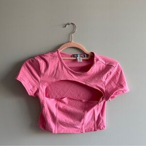 urban outfitters pink cutout crop top